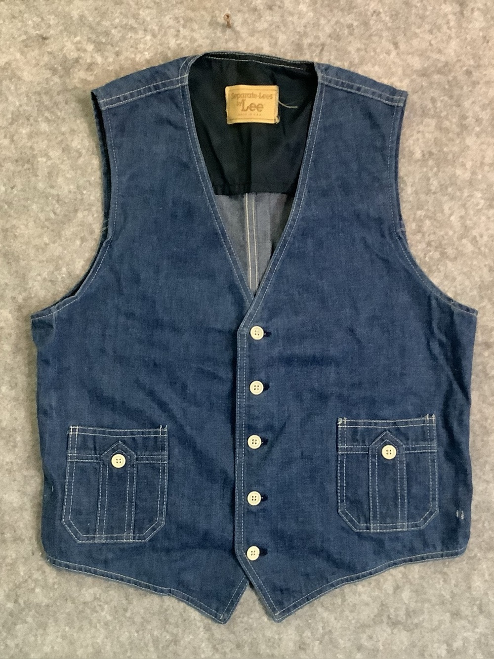 Vintage 80's Separate-Lees by Lee Men's BLUE Denim Vest size Made In USA 42R